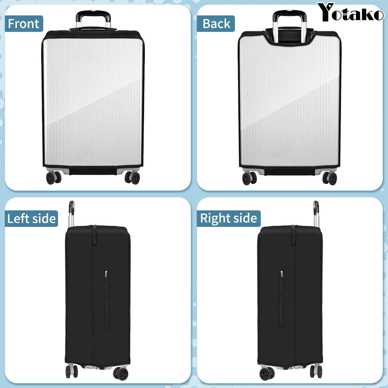 Yotako Upgraded Zippered Transparent PVC Suitcase Cover, No Disassembly Required Clear Luggage Protector for Suitcase