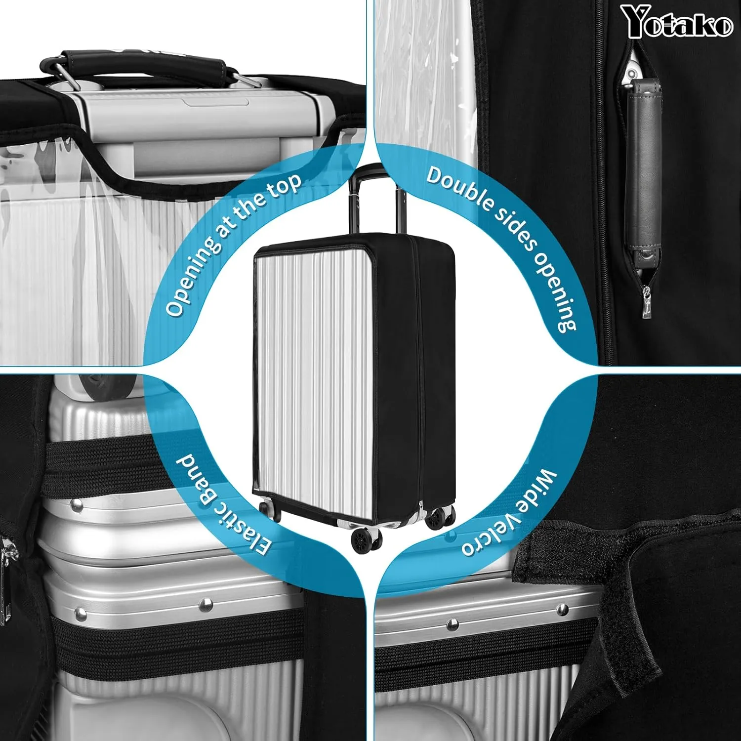 Yotako Upgraded Zippered Transparent PVC Suitcase Cover, No Disassembly Required Clear Luggage Protector for Suitcase