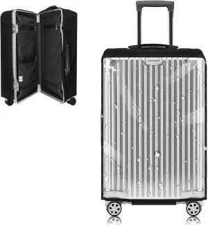 Yotako Upgraded Zippered Transparent PVC Suitcase Cover, No Disassembly Required Clear Luggage Protector for Suitcase