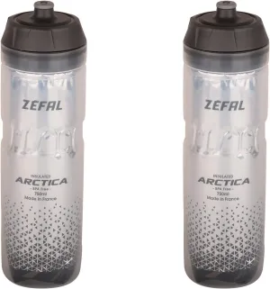 ZEFAL Pack Arctica 75 - Double Pack 750 ml Bicycle Drinking Bottles - Isothermal Bicycle Bottle - Odourless and Waterproof - BPA-Free Sports Bottle - Silver/Black