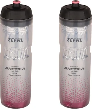 ZEFAL Pack Arctica 75 - Double Pack Bicycle Bottles 750 ml - Isothermal Bicycle Bottle - Odourless and Waterproof - BPA-Free Sports Bottle, Silver/Light Pink
