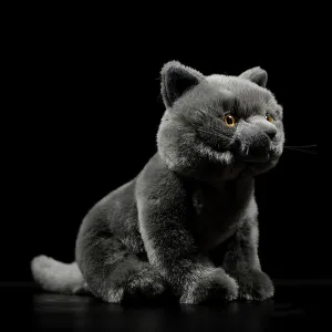 ZHONGXIN MADE British Short Cat Stuffed Animal - 11 inch Plush Toy Grey Cat, Soft Toy Cat for Kids (British Short Cat 1)
