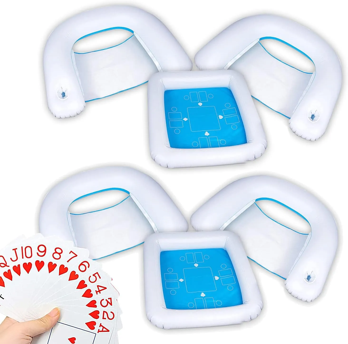 ZONETECH Game Station Set 2 Pack with Waterproof Playing Cards for Pool or Beach Blue/White