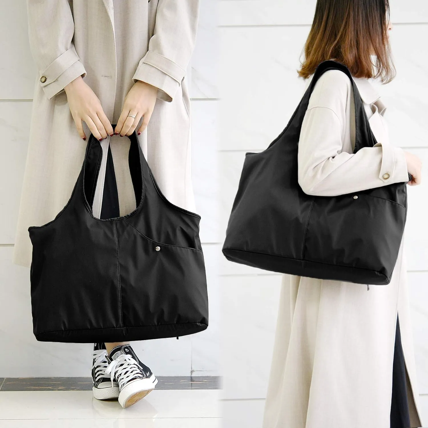 ZOOEASS Women Fashion Large Tote Shoulder Handbag Waterproof Tote Bag Multi-function Nylon Travel Shoulder