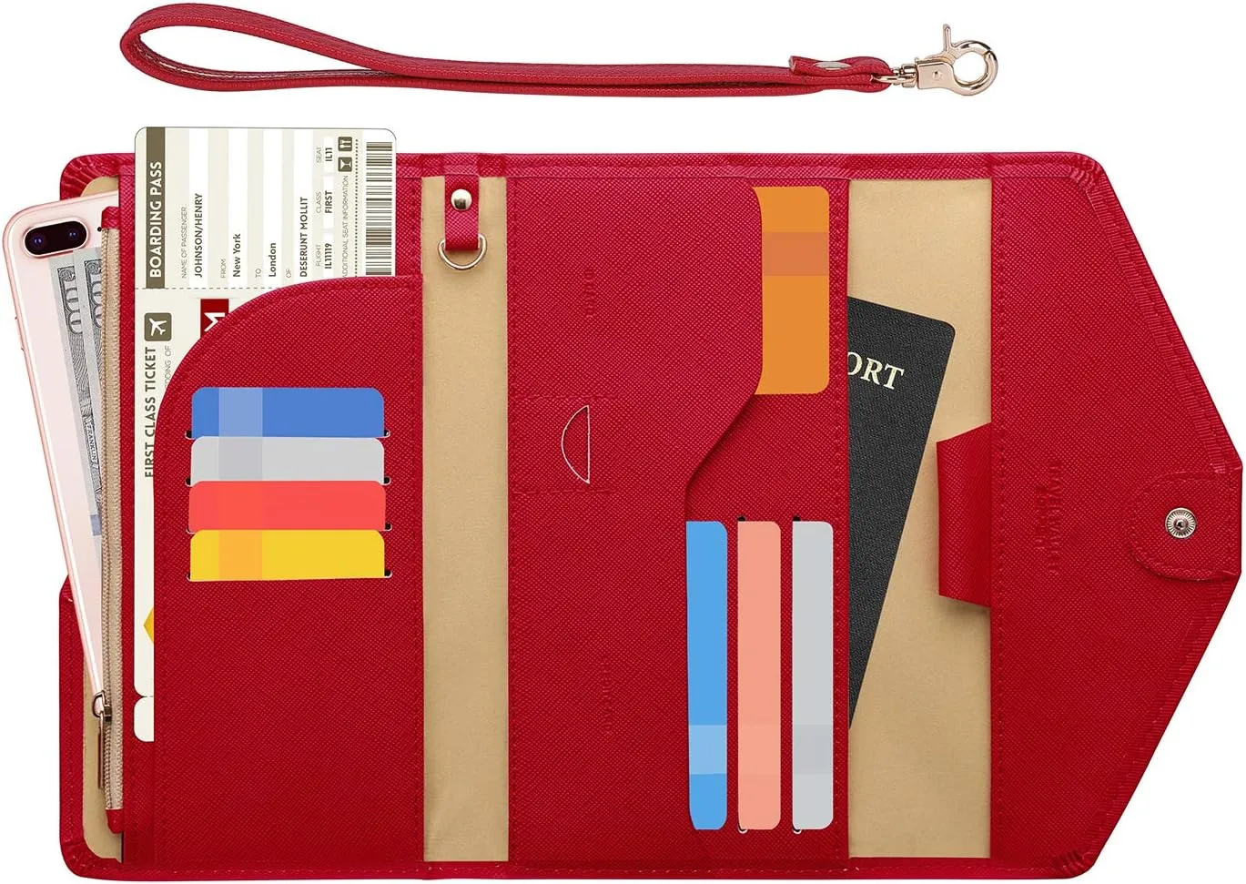 ZOPPEN Passport Holder Women Travel Wallet (Ver.5) for Women Rfid Blocking Passport Cover Case Document Organizer Wrist Strap