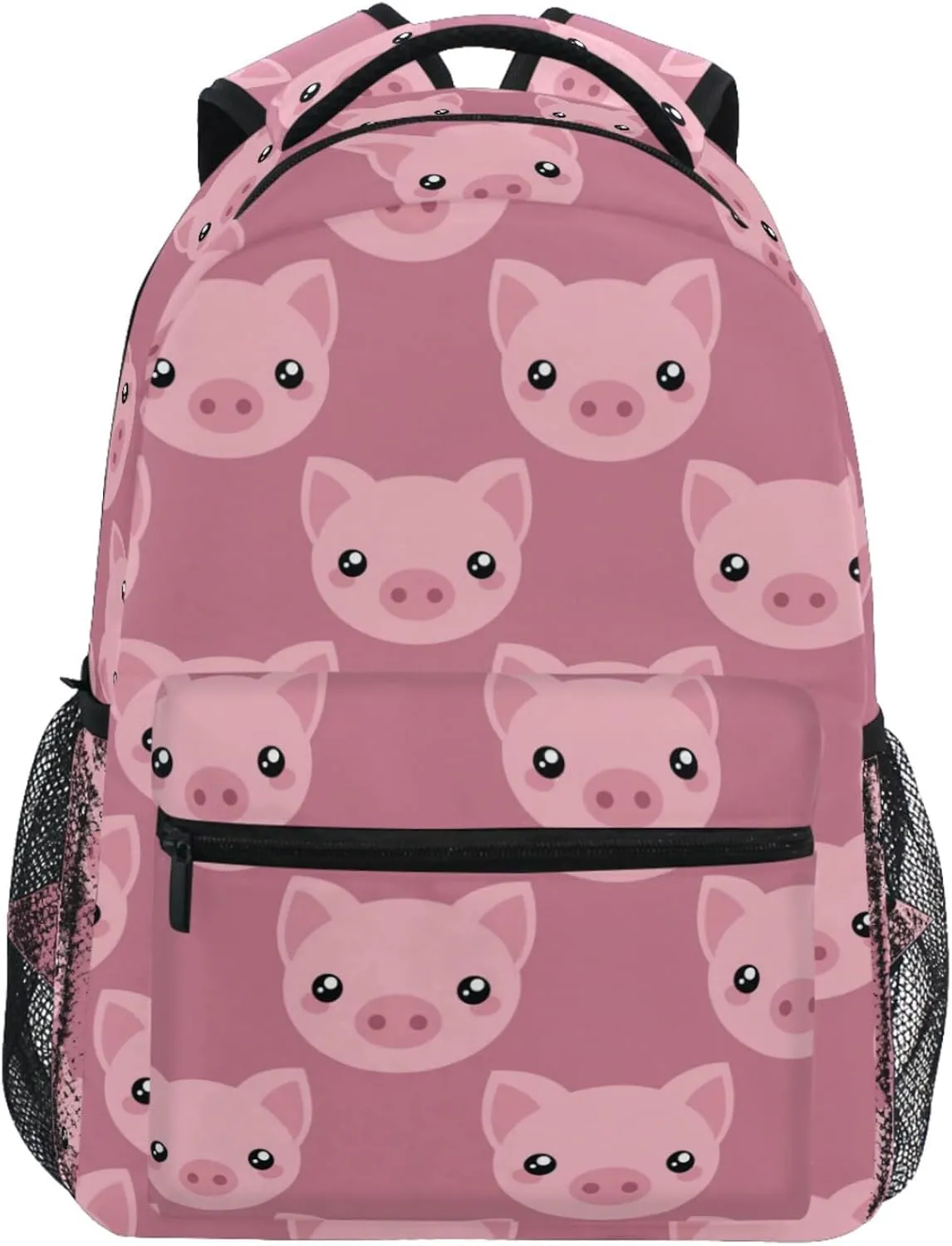 ZZKKO Cartoon Animal Pig School Backpacks Book Bag for Boys Girls Travel Hiking Camping Daypack Work Laptop Backpack Pink