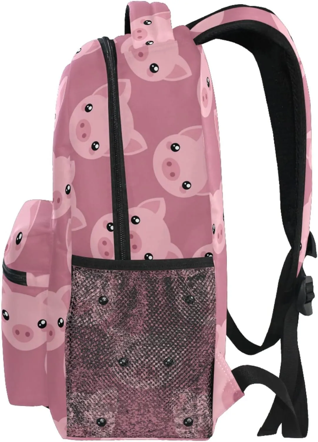 ZZKKO Cartoon Animal Pig School Backpacks Book Bag for Boys Girls Travel Hiking Camping Daypack Work Laptop Backpack Pink