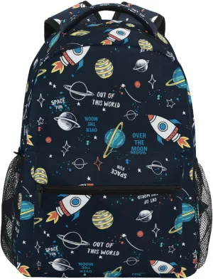 ZZKKO Space Graffiti School Backpacks Book Bag for Boys Girls Travel Hiking Camping Daypack Work Laptop Backpack